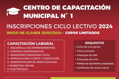 Inicia el Ciclo Lectivo 2024 en el Centro de Capacitación Municipal N°1 de Alto Comedero