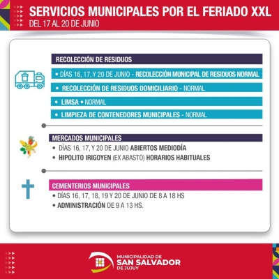 Servicios municipales por el feriado extra largo