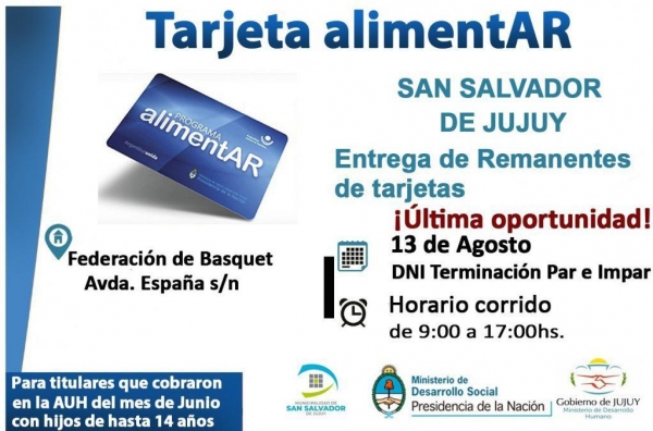 Entregan remanente de tarjetas alimentAr en la Capital