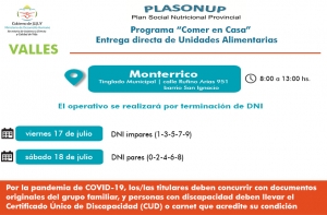 Hoy y ma&ntilde;ana entregar&aacute;n unidades alimentarias en Monterrico