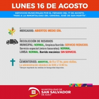 As&iacute; ser&aacute;n los servicios municipales por el feriado del lunes