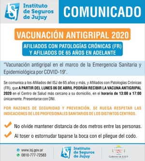 EL ISJ LANZ&Oacute; SU PLAN DE VACUNACI&Oacute;N ANTIGRIPAL 2020