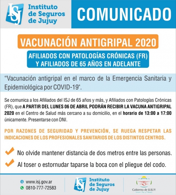 EL ISJ LANZ&Oacute; SU PLAN DE VACUNACI&Oacute;N ANTIGRIPAL 2020
