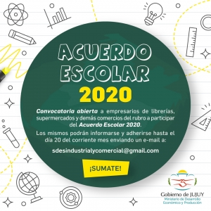ACUERDO ESCOLAR 2020: CONVOCAN A EMPRESARIOS A SUMARSE