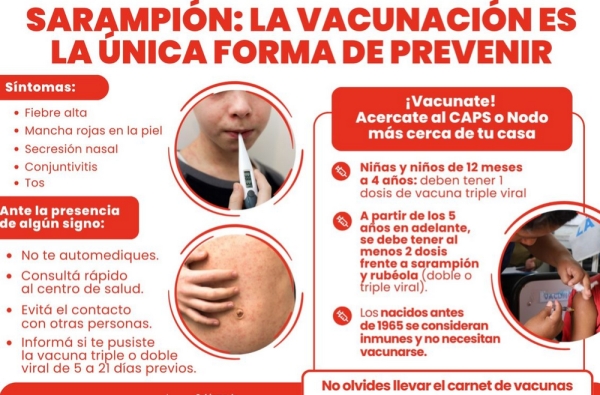 Sarampi&oacute;n.La vacunaci&oacute;n es la &uacute;nica forma de prevenir
