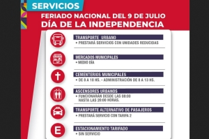 Servicios municipales por el feriado del 9 de julio