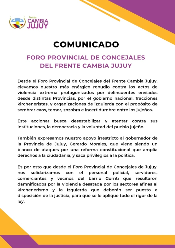 Concejales de Jujuy defienden la democracia, las instituciones y la autonom&iacute;a provincial
