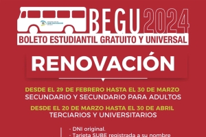 El mi&eacute;rcoles 20 de marzo iniciar&aacute; la inscripci&oacute;n del BEGU para estudiantes del nivel terciario y universitario