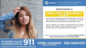Intensa b&uacute;squeda de la joven Gabriela Mendoza