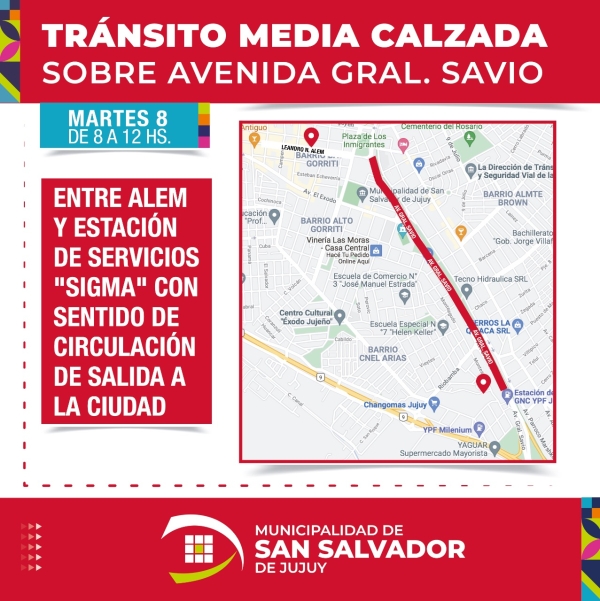 Av. Savio tendr&aacute; circulaci&oacute;n de media calzada