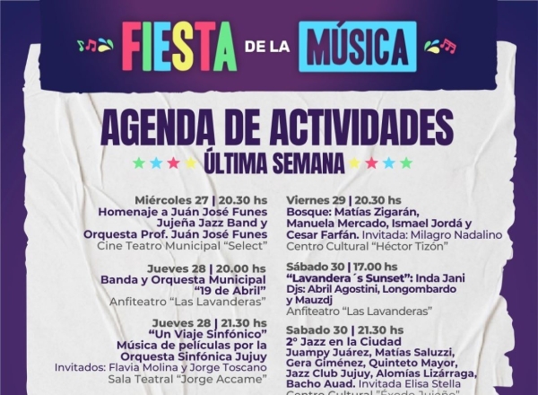 Fiesta de la M&uacute;sica .Agenda completa del &uacute;ltimo finde