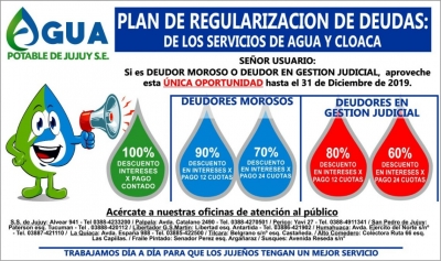 PLAN DE REGULARIZACI&Oacute;N DE DEUDAS DE LOS SERVICIOS DE AGUA Y CLOACA