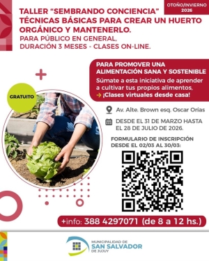 Convocan para inscribirse al taller on line sobre t&eacute;cnicas b&aacute;sicas para crear un huerto org&aacute;nico