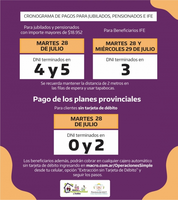 Pago de jubilaciones, pensiones e IFE