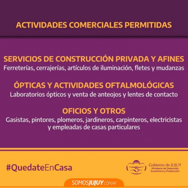 Jujuy: Habilitaron nuevas actividades comerciales