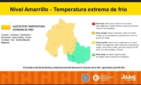 Alerta amarilla por frio extremo y vientos en Jujuy