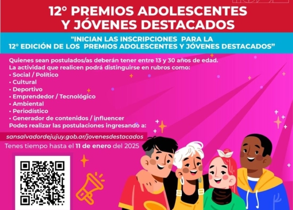 J&oacute;venes Destacados. Hasta el s&aacute;bado 11 se extendi&oacute; la postulaci&oacute;n