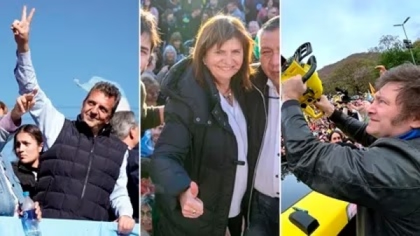 Massa, Milei y Bullrich entran en la &uacute;ltima semana de una campa&ntilde;a atravesada por la crisis econ&oacute;mica y denuncias cruzadas