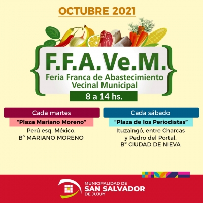 En octubre te espera la Feria Franca de Abastecimiento Vecinal Municipal