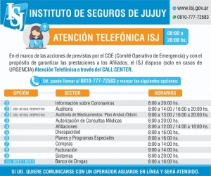 Atenci&oacute;n telef&oacute;nica para afiliados al ISJ
