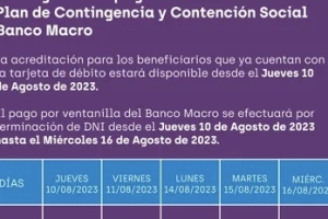 Cronograma de pagos de Plan de Contingencia y Contenci&oacute;n Social