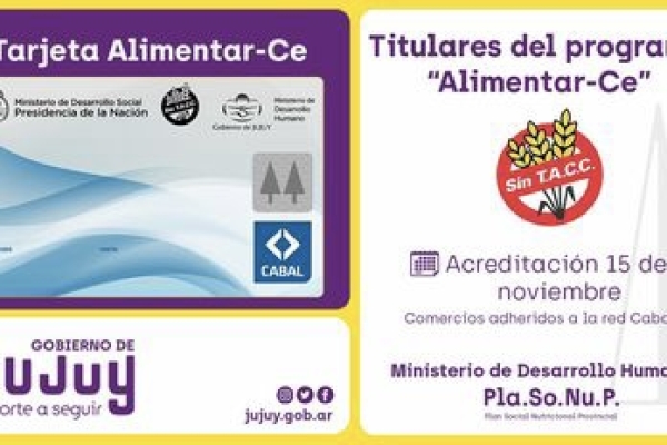 Acreditaci&oacute;n de noviembre de la tarjeta AlimentarCe