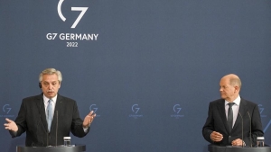 La guerra, el redise&ntilde;o financiero y Malvinas, en el discurso del Presidente ante el G7