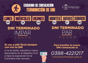 Circulaci&oacute;n por DNI: Modificaron los d&iacute;as de salidas