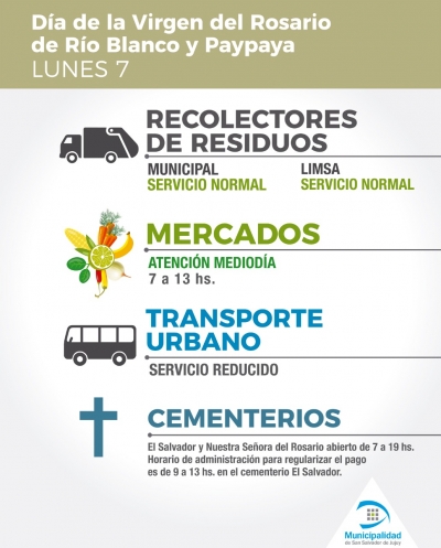 SERVICIOS MUNICIPALES PARA 7 DE OCTUBRE