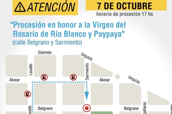 Operativo de tr&aacute;nsito por procesi&oacute;n en el D&iacute;a de la Virgen de R&iacute;o Blanco y Paypaya
