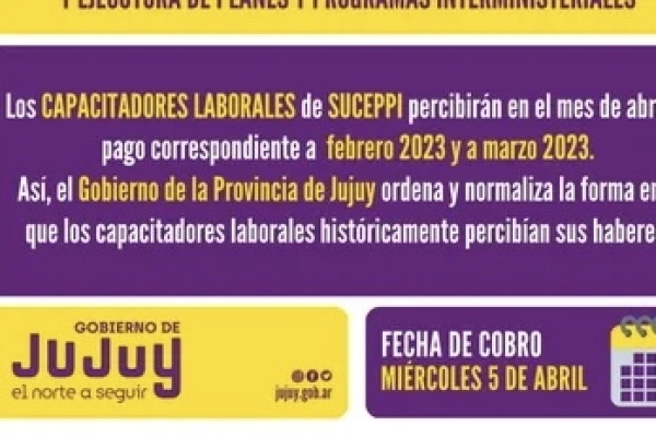 Pago a capacitadores laborales de la SUCEPPI