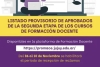Listado provisorio de aprobados de la segunda etapa de los cursos de Formaci&oacute;n Docente PROMACE