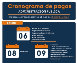 El s&aacute;bado 6 de enero inicia el cronograma de pagos