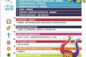 Servicios municipales por los feriados de carnaval