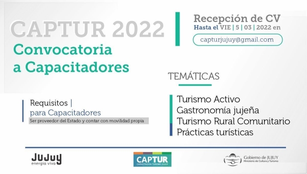 CAPTUR Jujuy 2022, abren convocatoria a capacitadores