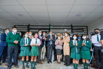 Morales inaugur&oacute; el primer edificio construido con la renta de Cauchari