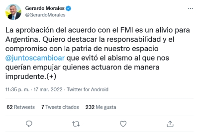 "El acuerdo con el FMI es un alivio para Argentina"