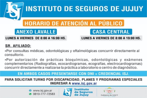 Recuerdan como es la atenci&oacute;n en el ISJ