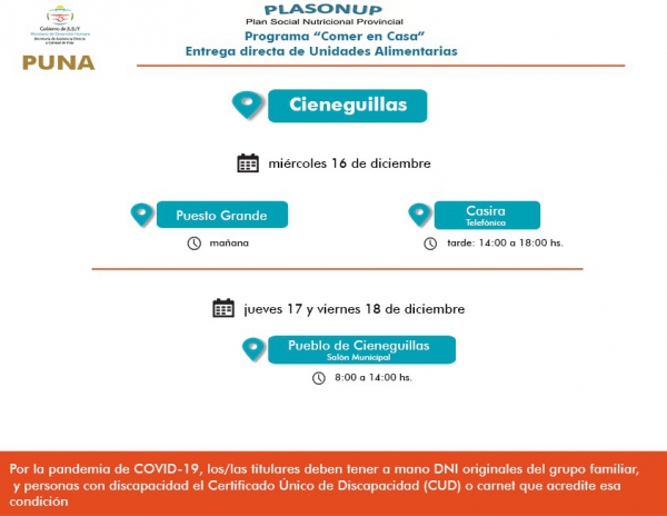 El mi&eacute;rcoles entregan unidades alimentarias en Cieneguillas