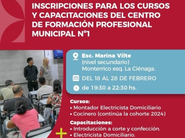 Inscripciones para el Centro de Formaci&oacute;n Profesional Municipal N&deg;1