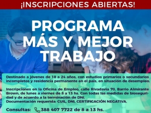 Inscriben a j&oacute;venes en programa "M&aacute;s y mejor trabajo"