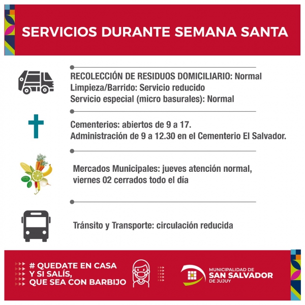 As&iacute; ser&aacute;n los servicios municipales por Semana Santa