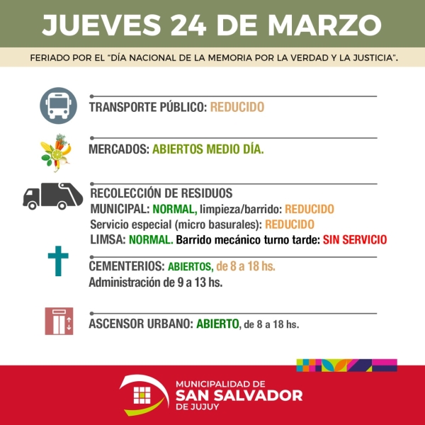 Servicios municipales para este jueves