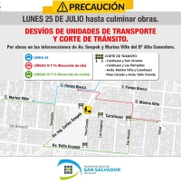 Modificaciones en el tr&aacute;nsito por obras en Alto Comedero