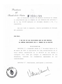 Finalmente, Villarruel prorrog&oacute; el congelamiento de las dietas de los senadores hasta el 31 de marzo