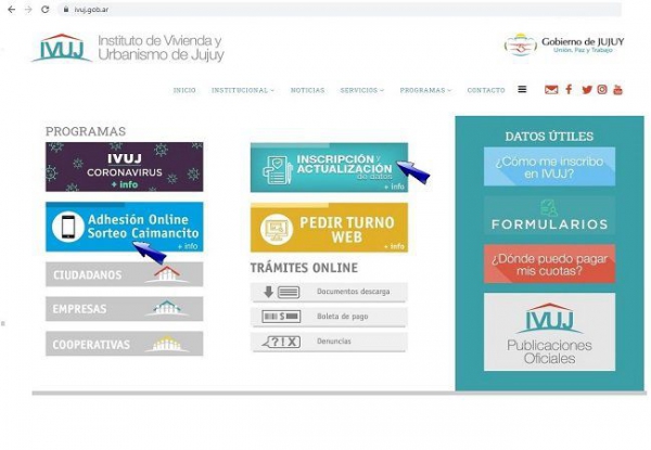 Adhesi&oacute;n online para el sorteo de viviendas en Caimancito