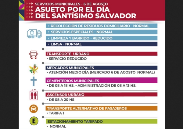Servicios municipales por el D&iacute;a del Sant&iacute;simo Salvador