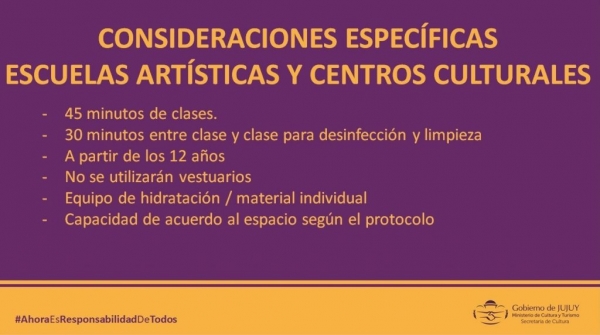 Se encuentran habilitadas escuelas de danza y espacios culturales