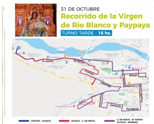 As&iacute; ser&aacute; el recorrido de la Virgen de R&iacute;o Blanco por la ciudad