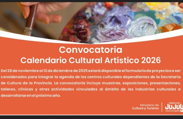 Abren convocatoria para el Calendario Cultural Art&iacute;stico 2026